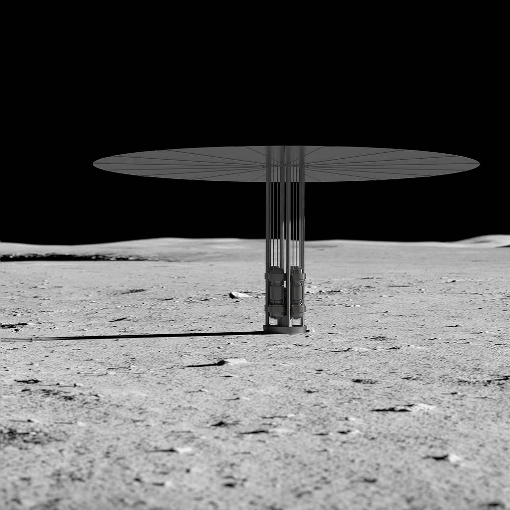 NASA concept image of fission surface power system on the Moon