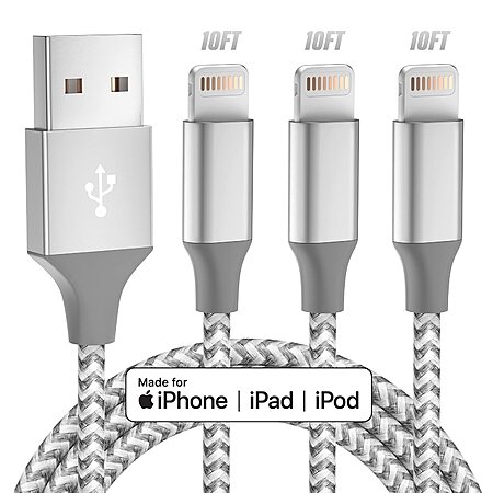 Bkayp three-pack Apple MFi USB-A to Lightning charging cables deal image