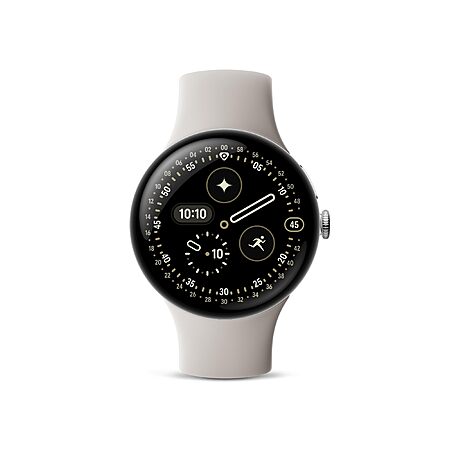 Google Pixel Watch 4 45mm LTE polished silver porcelain active band deal image