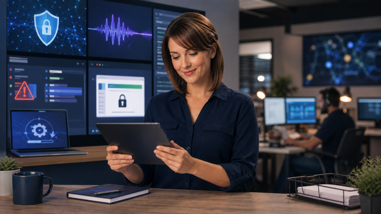 Jennifer reviewing cybersecurity, AI, WordPress, and browser security news for The IT Guys daily technology recap