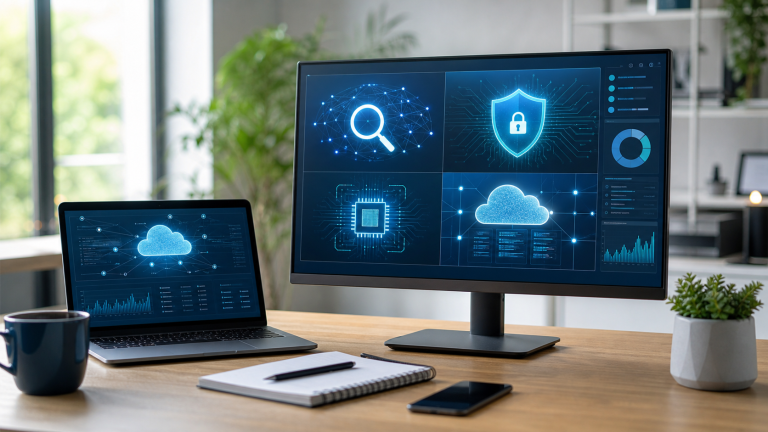Technology news recap graphic showing AI search, cybersecurity, cloud infrastructure, and small business IT themes for May 26 2026