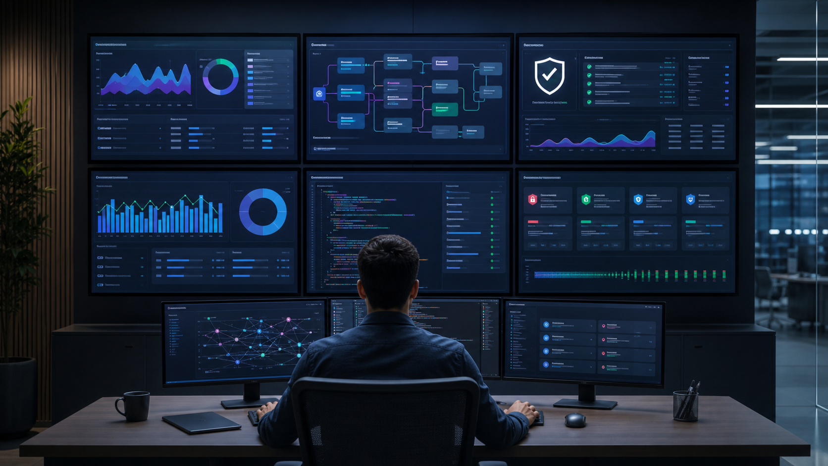 Enterprise AI governance dashboard showing cost control, security review, and coding workflow monitoring.