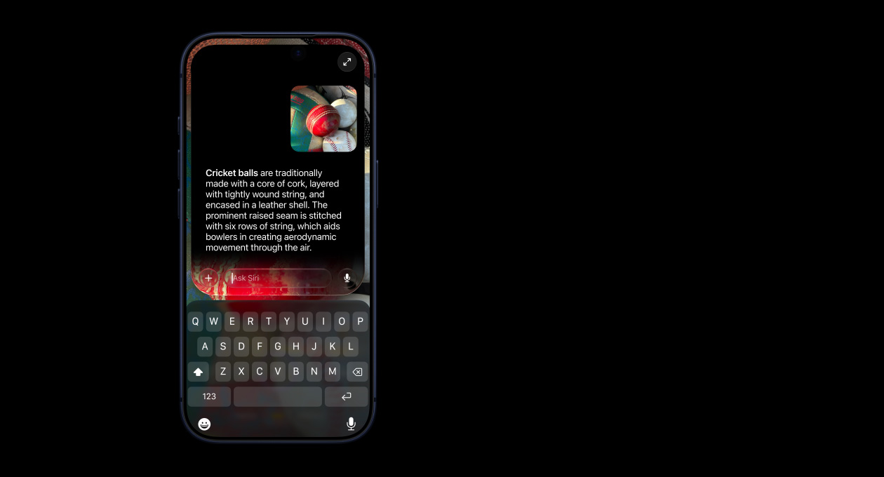 Official Apple iOS 27 screenshot showing Siri mode in Camera with Visual Intelligence.