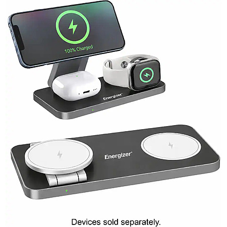 Energizer 3-in-1 MagSafe Qi2 wireless charging stand product image from Slickdeals listing