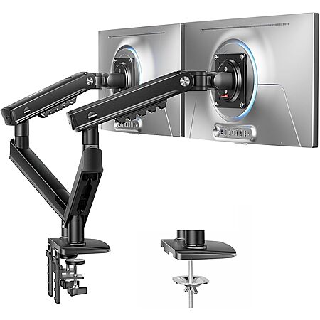 HUANUO FlowLift Pro dual-monitor mount product image from Slickdeals listing