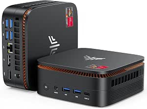 KAMRUI Pinova P1 mini PC with front and rear port views