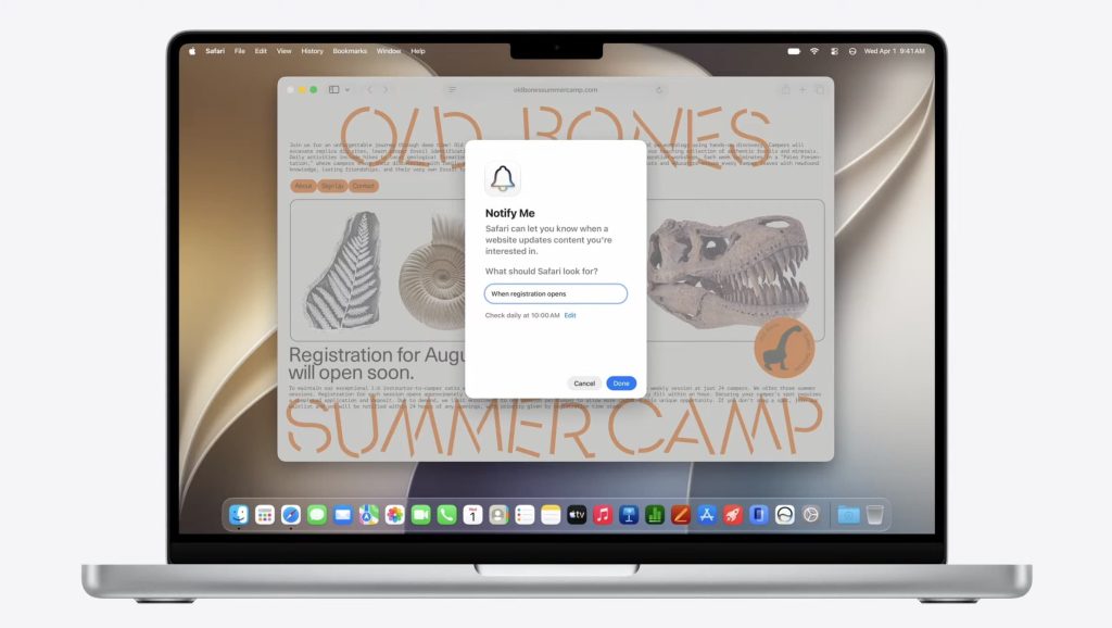 macOS Golden Gate 27 Safari Notify Me screenshot