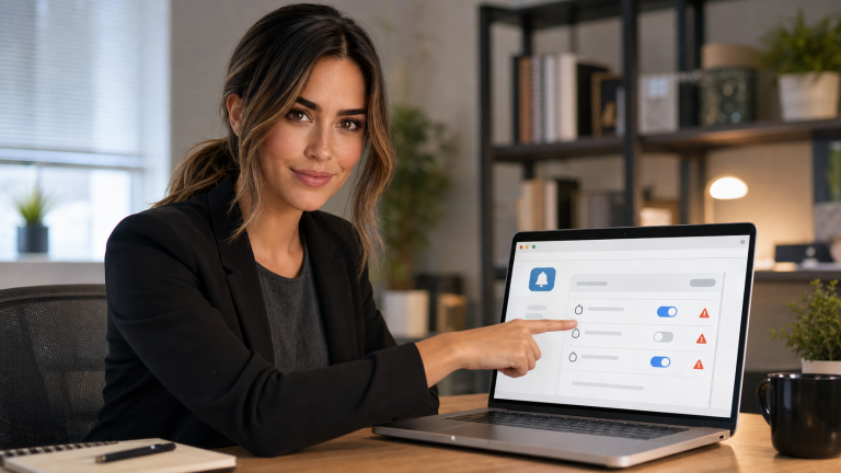 Jennifer helping clean up suspicious browser notification permissions on a laptop