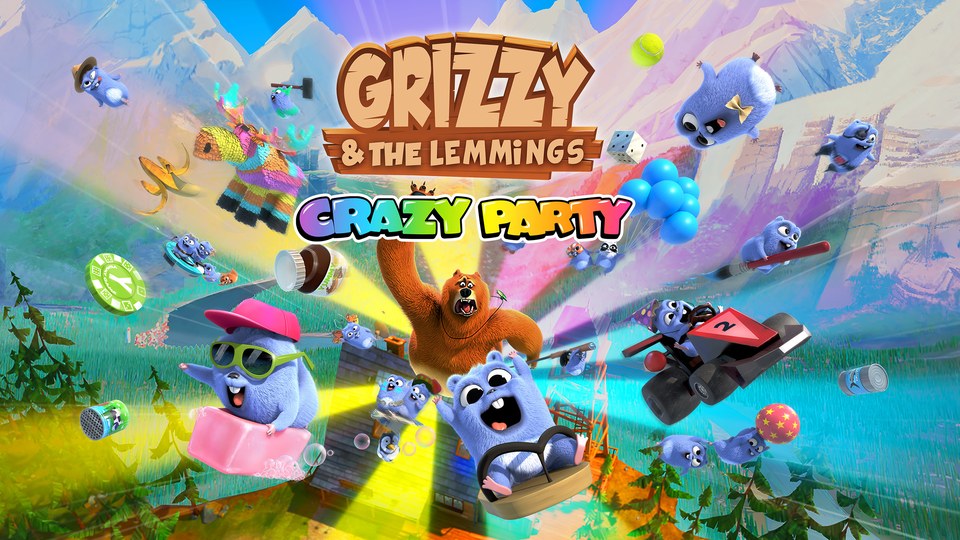 Official promotional artwork for Grizzy and the Lemmings - Crazy Party