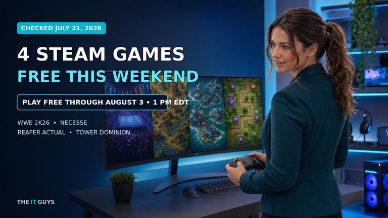 Jennifer presents four Steam games that are free to play through August 3, 2026