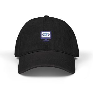Embroidered Retro Computer Denim Hat — Vintage Pixel Monitor Cap