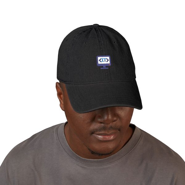 6557553697742894572_2048.jpeg Embroidered Retro Computer Denim Hat — Vintage Pixel Monitor Cap