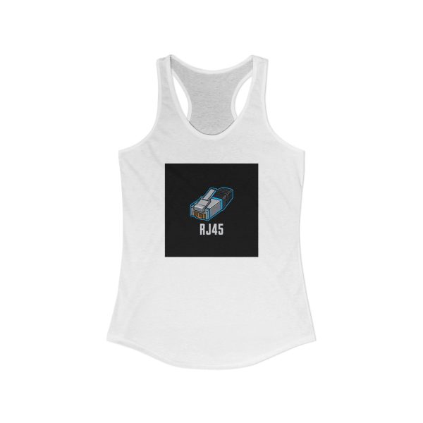 "RJ45 - Eight Wires, One Broken Clip, Held on by optimism." Women's Ideal Racerback Tank