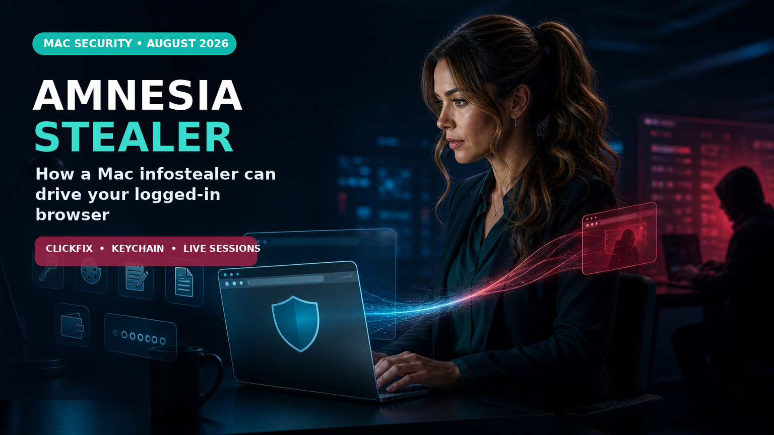 Jennifer analyzes a hidden duplicate browser session associated with AmnesiaStealer on macOS.